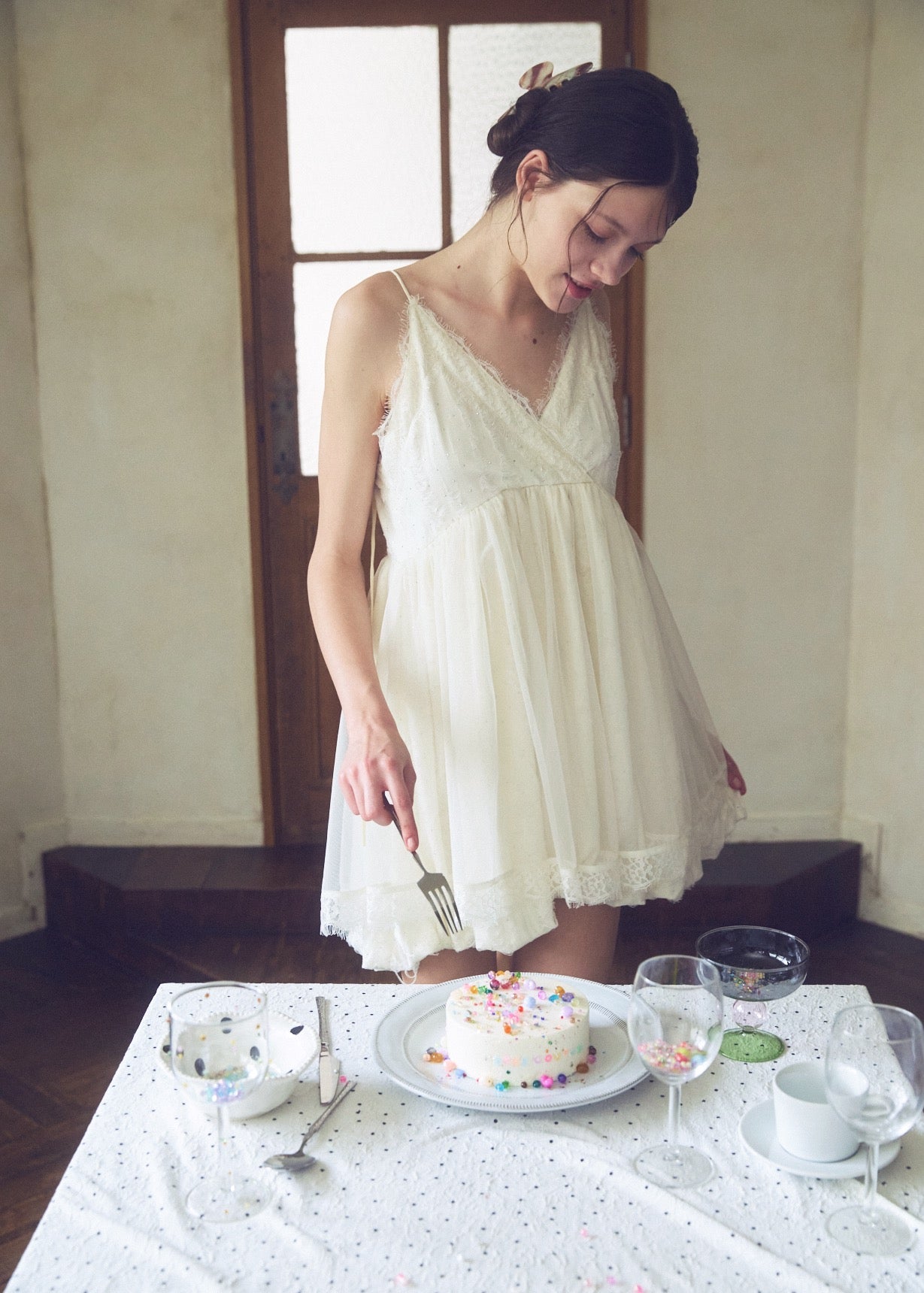 Stone Damage Balloon Dress