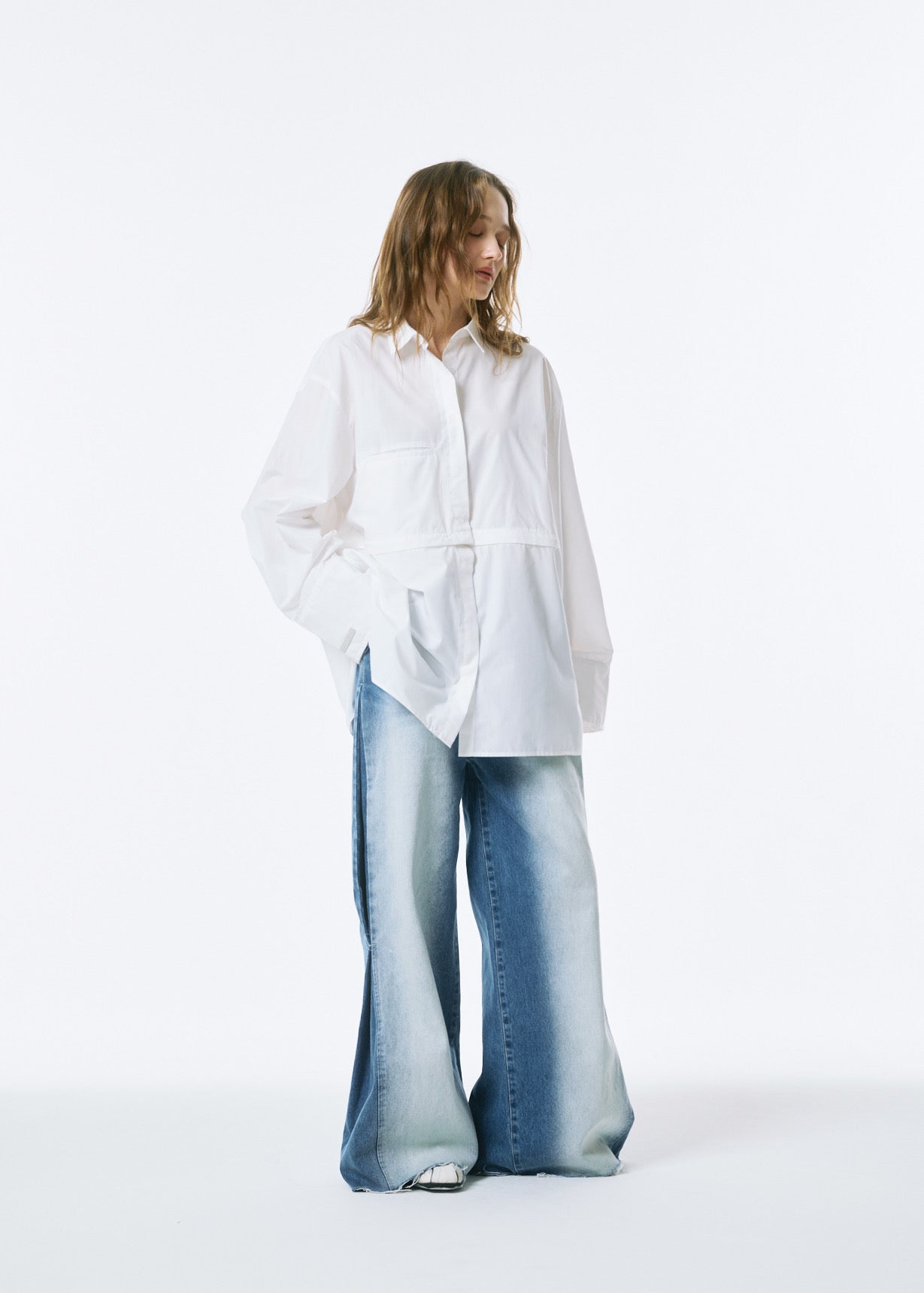 トップス deci couture DAMAGE 2WAY OVERSIZED SHIRT TOPS