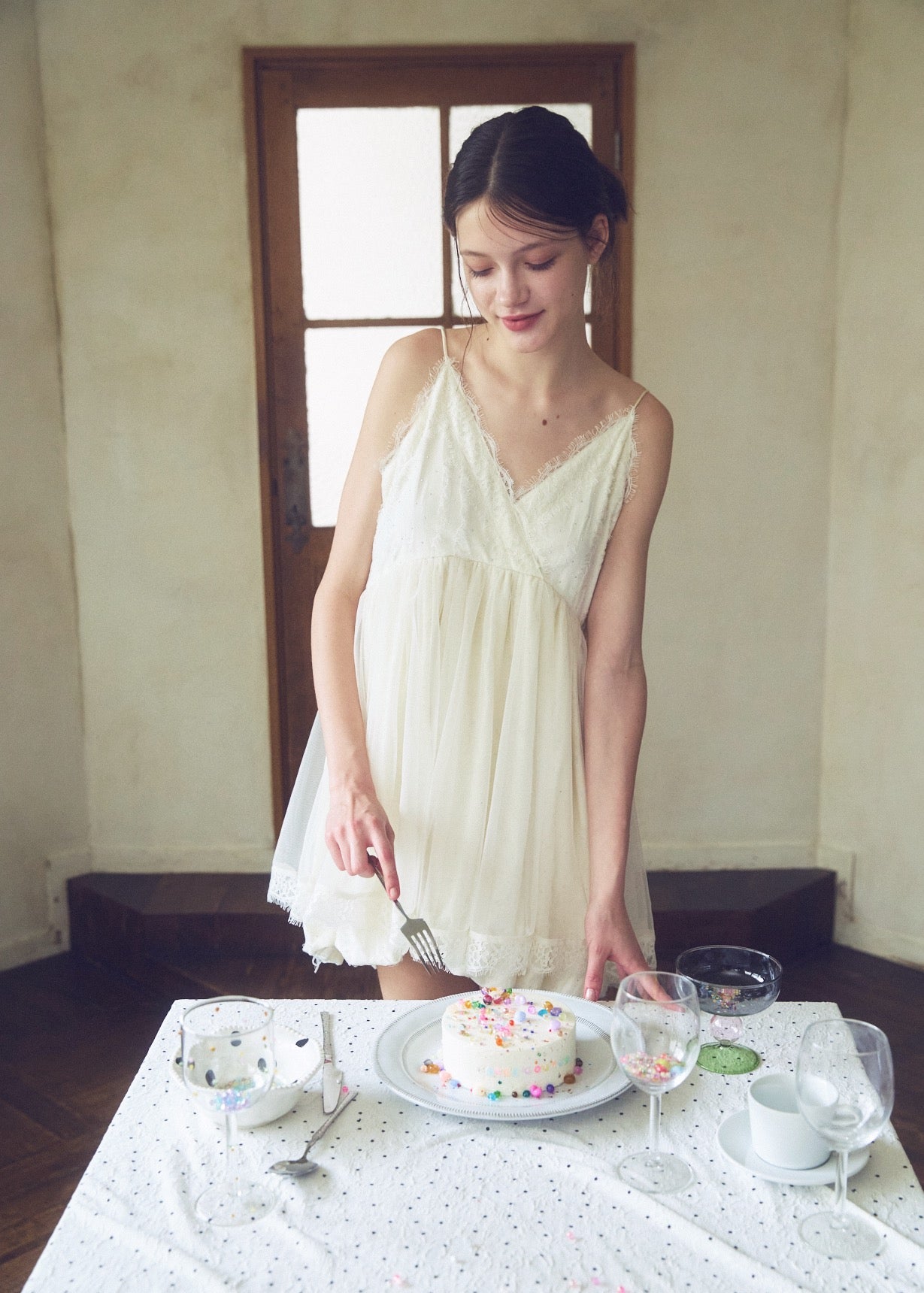 Stone Damage Balloon Dress