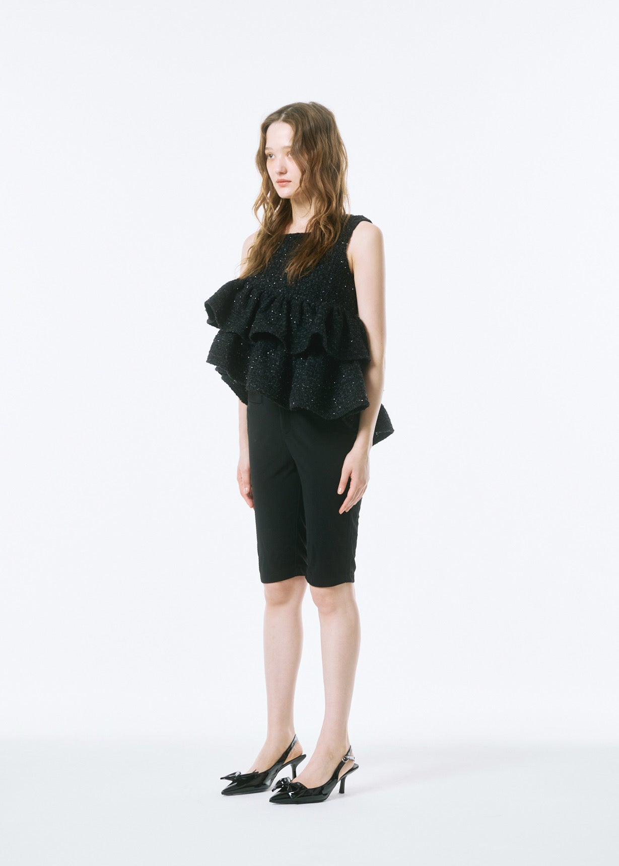 Fancy Tweed Frill Top