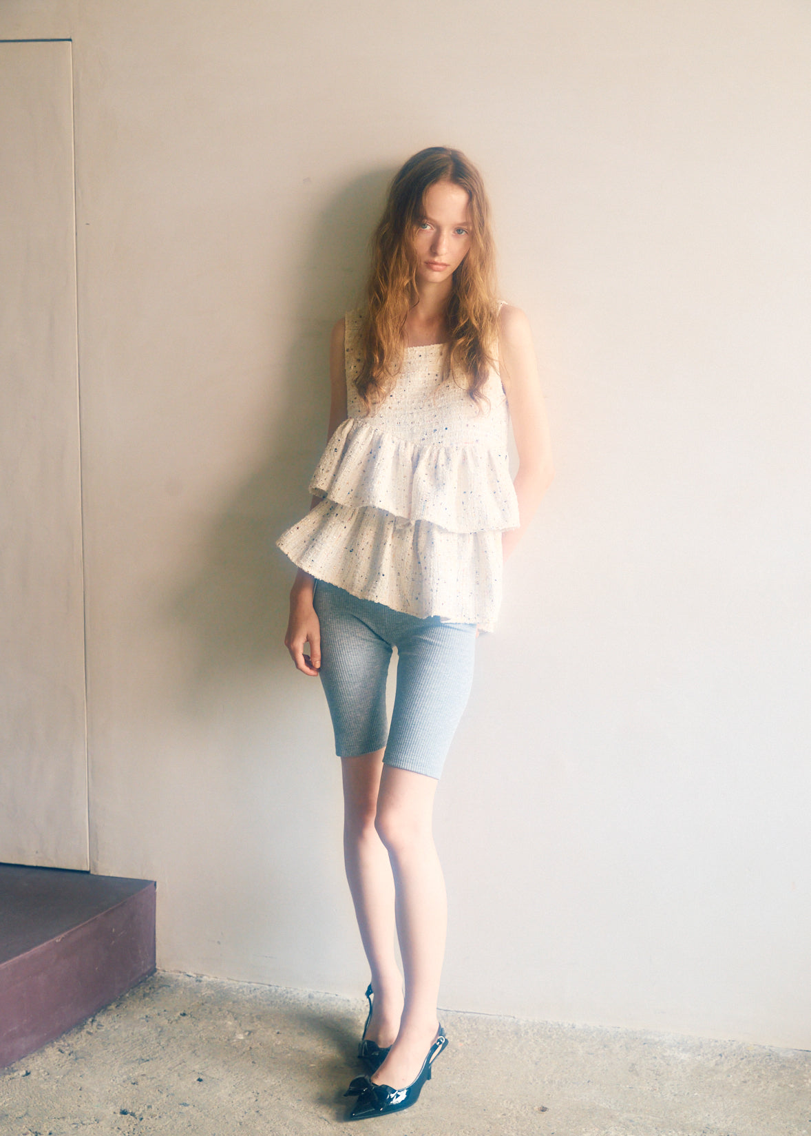 Fancy Tweed Frill Top