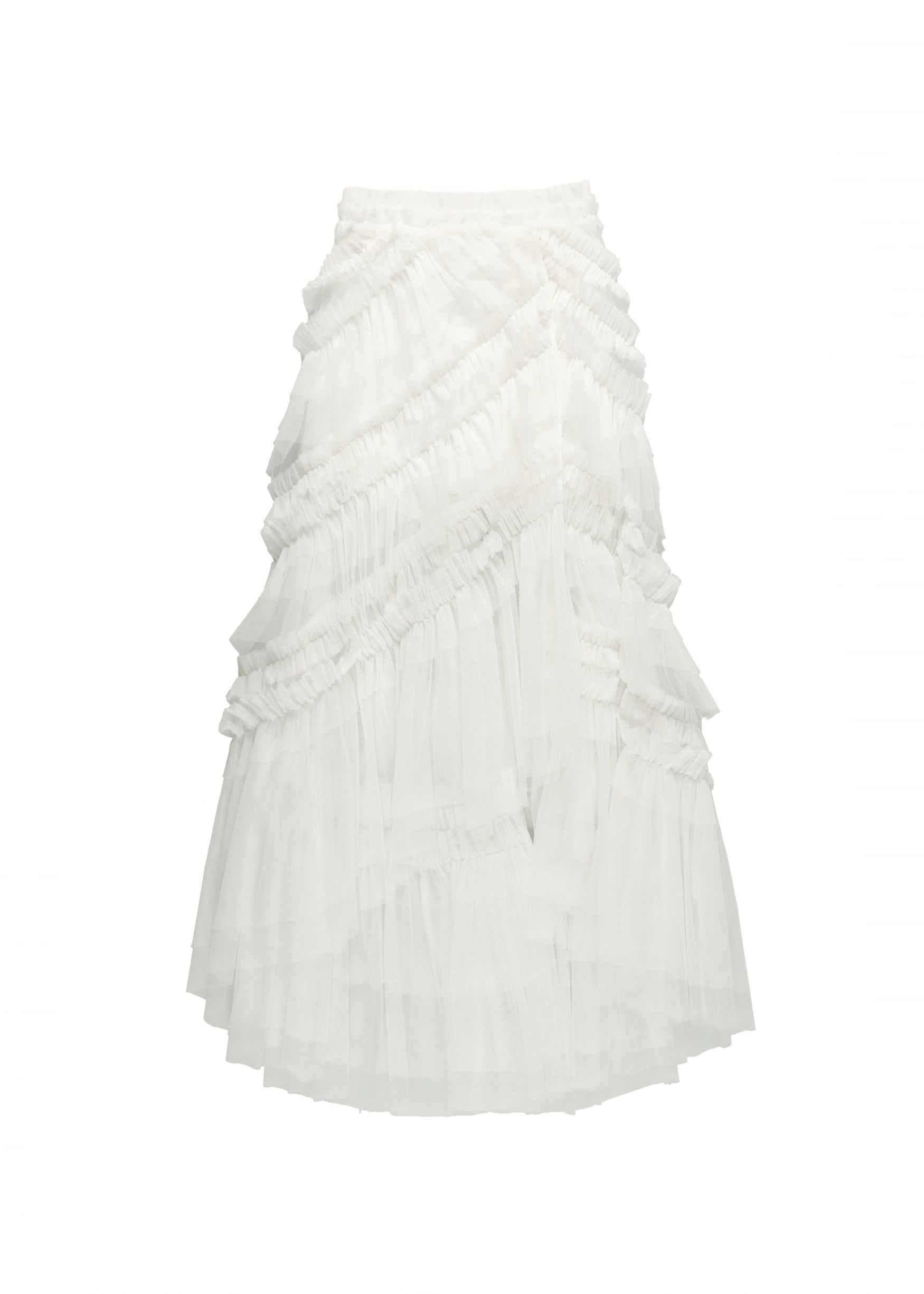 Slit Frilled Tulle Skirt