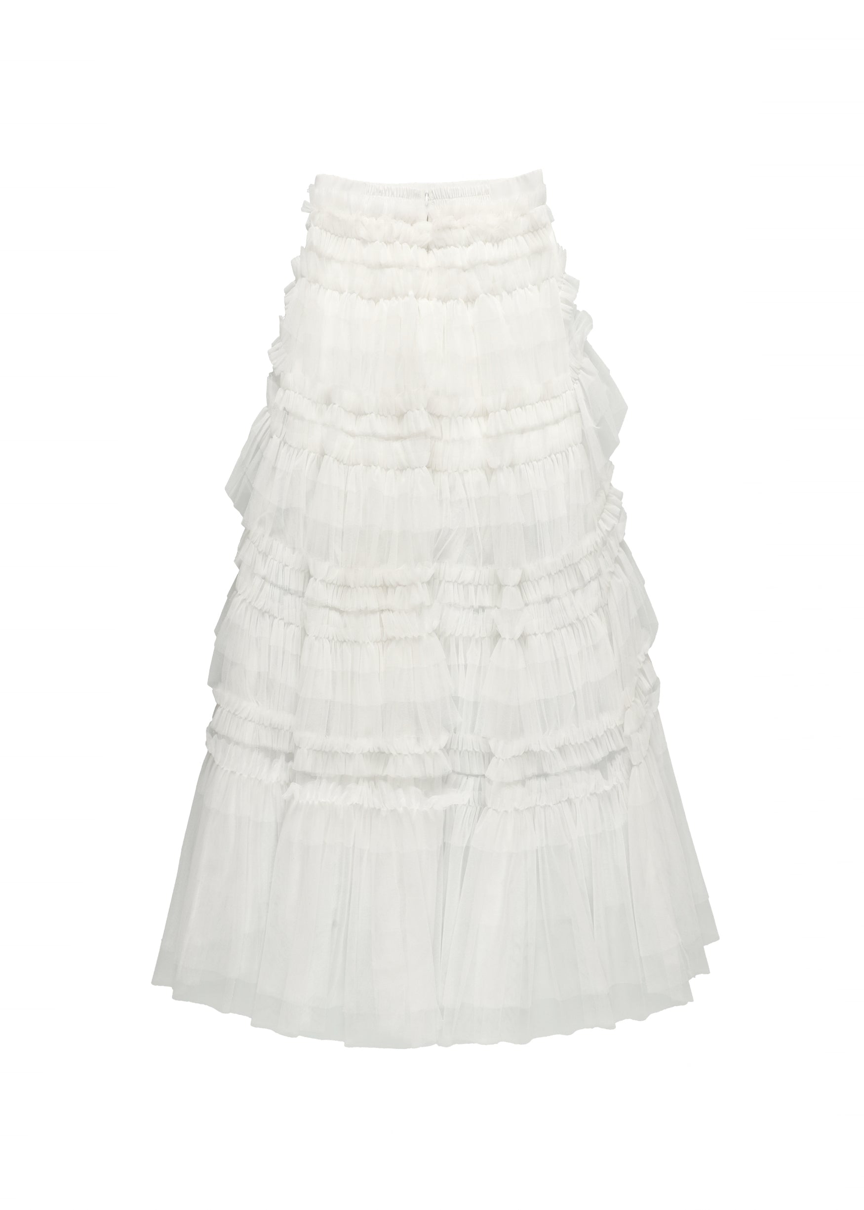 Slit Frilled Tulle Skirt