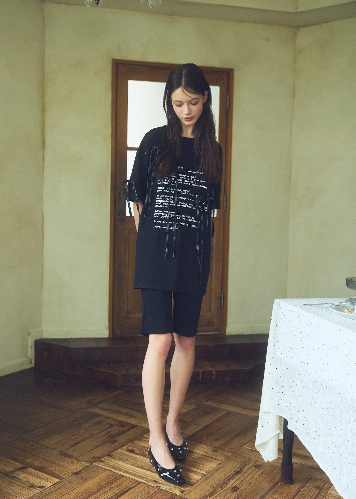 Dot Ribbon Print T-Shirt