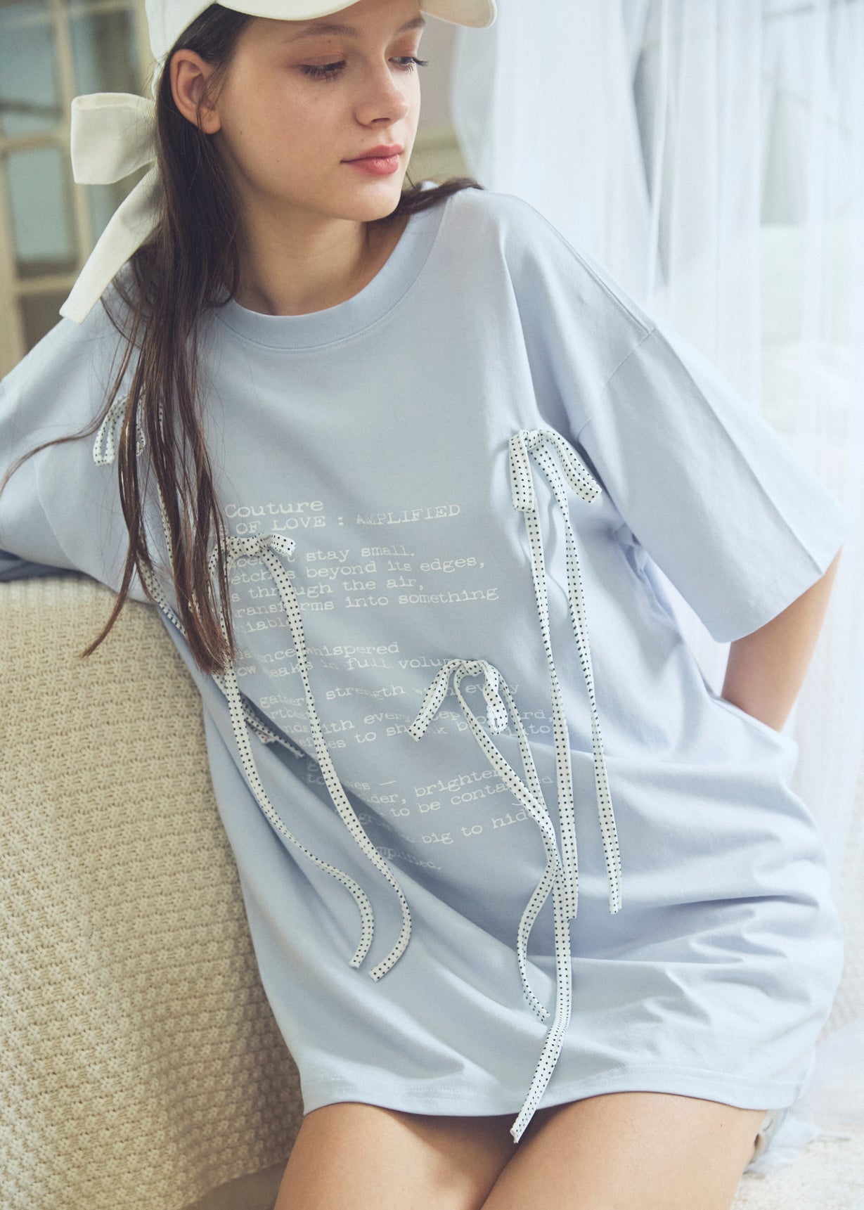 Dot Ribbon Print T-Shirt