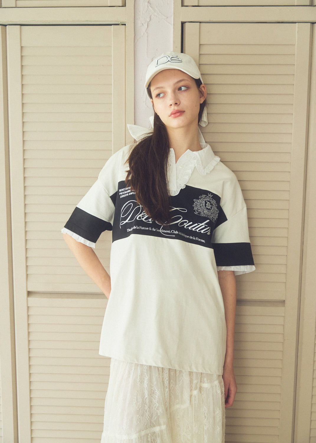 Logo Embroidery Two-Tone Rugby Shirt