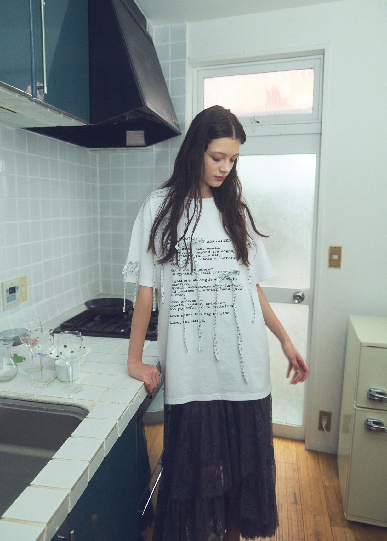 Dot Ribbon Print T-Shirt