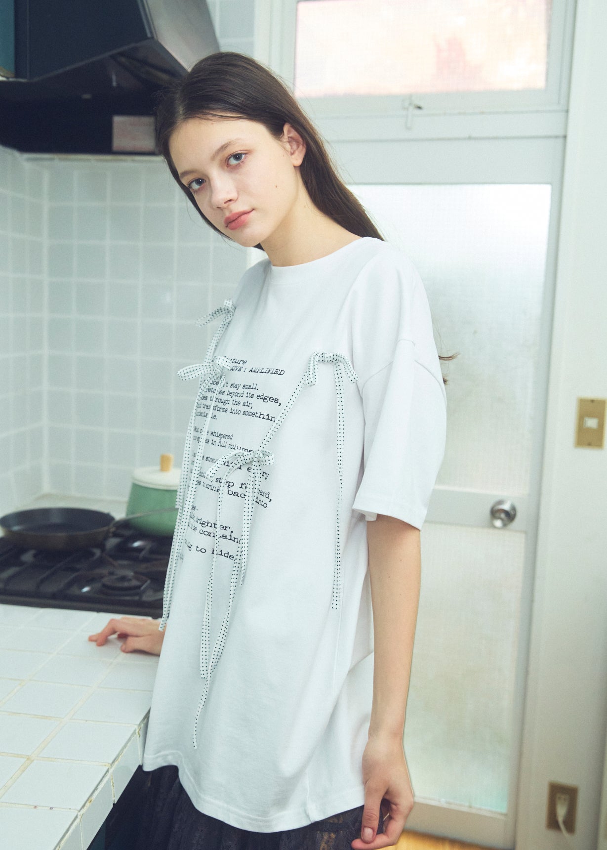 Dot Ribbon Print T-Shirt