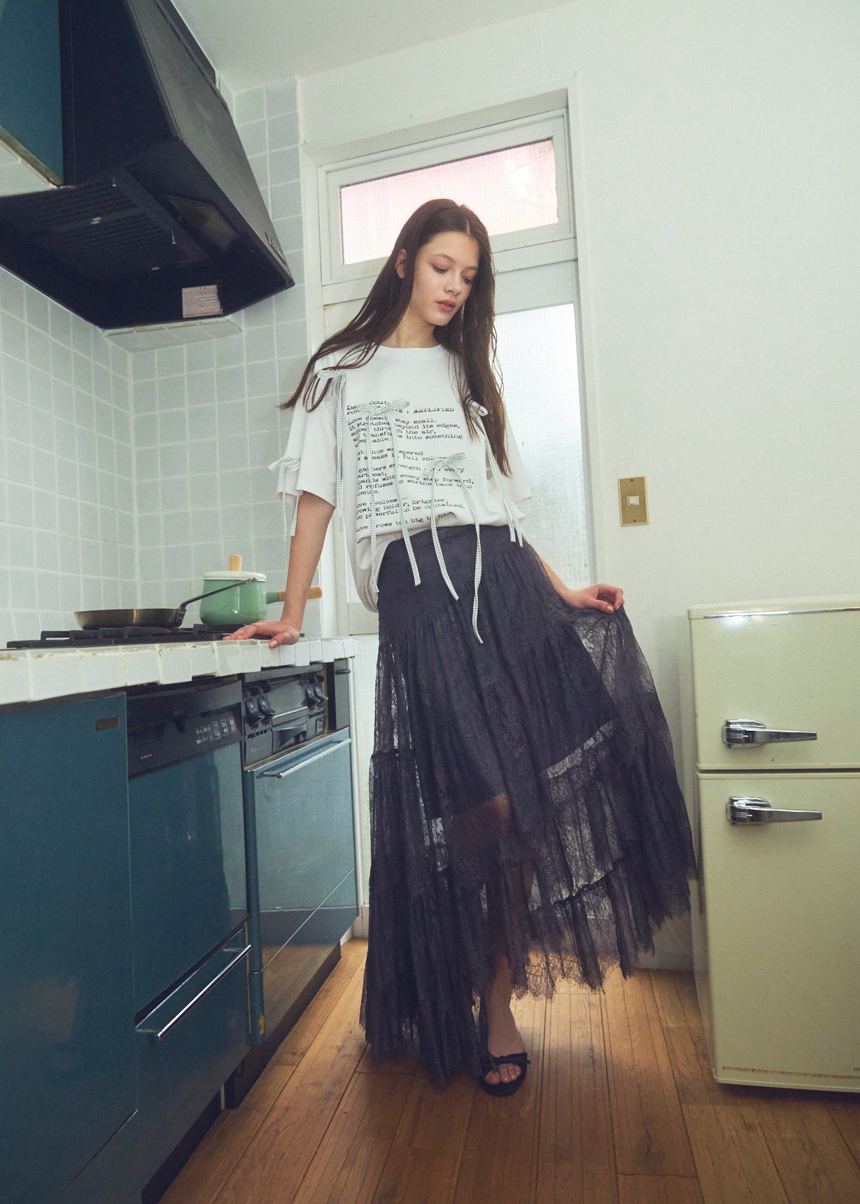 Dot Ribbon Print T-Shirt