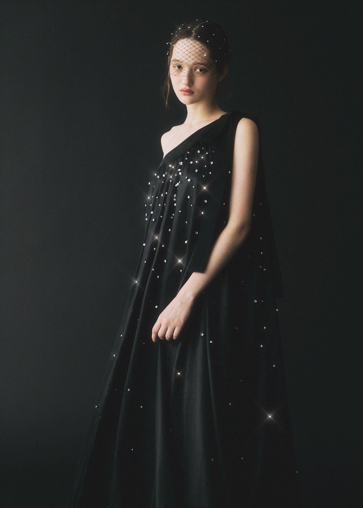 【Couture】 One-Shoulder Bijou Dress