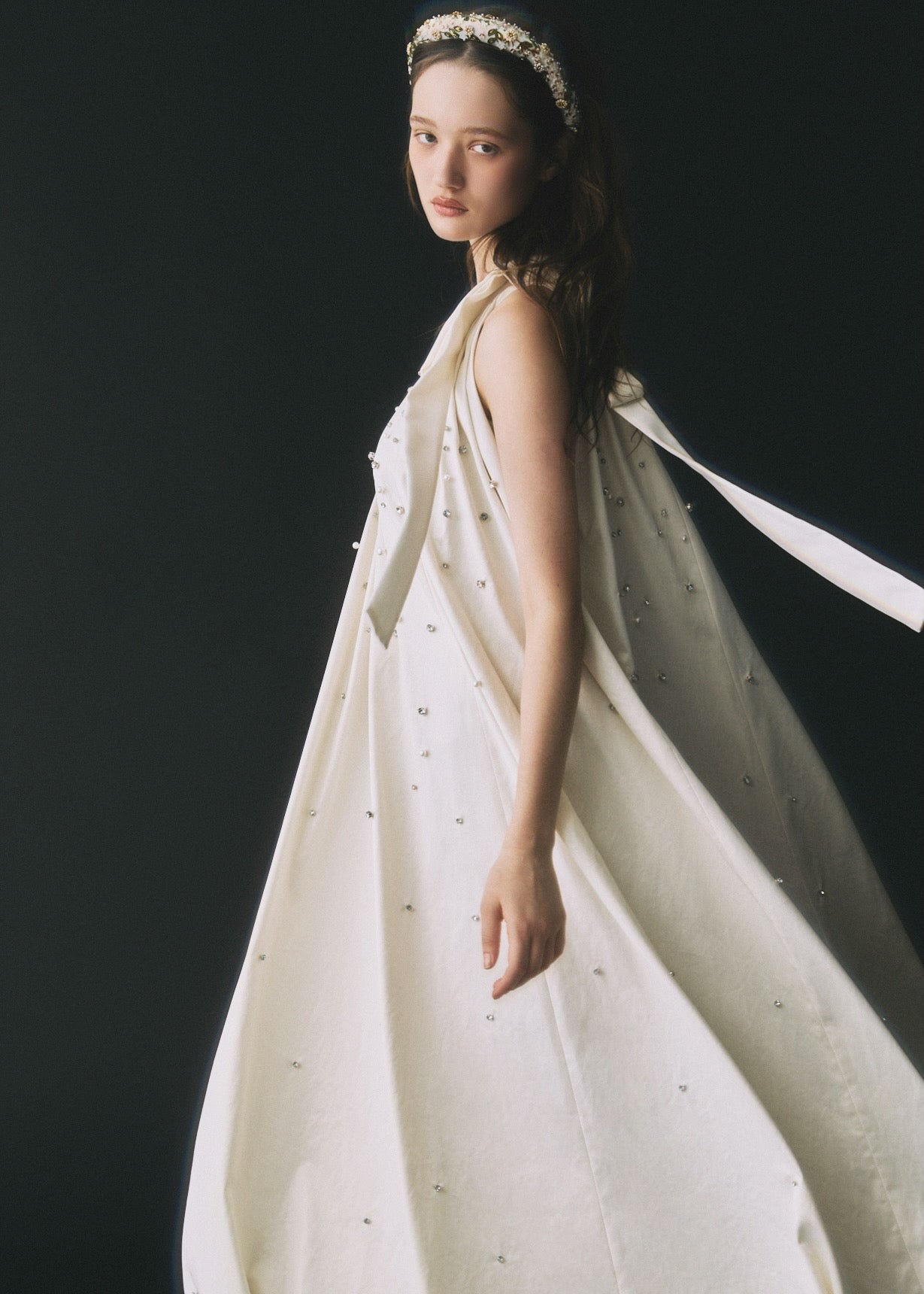 【Couture】 One-Shoulder Bijou Dress