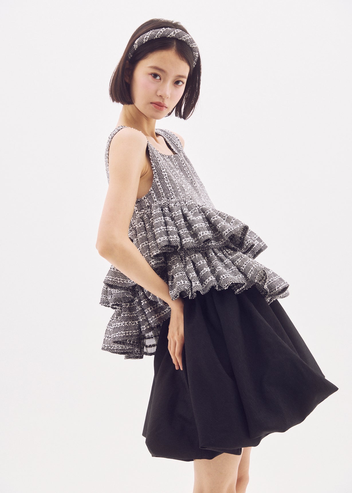 Fancy Tweed Frill Top