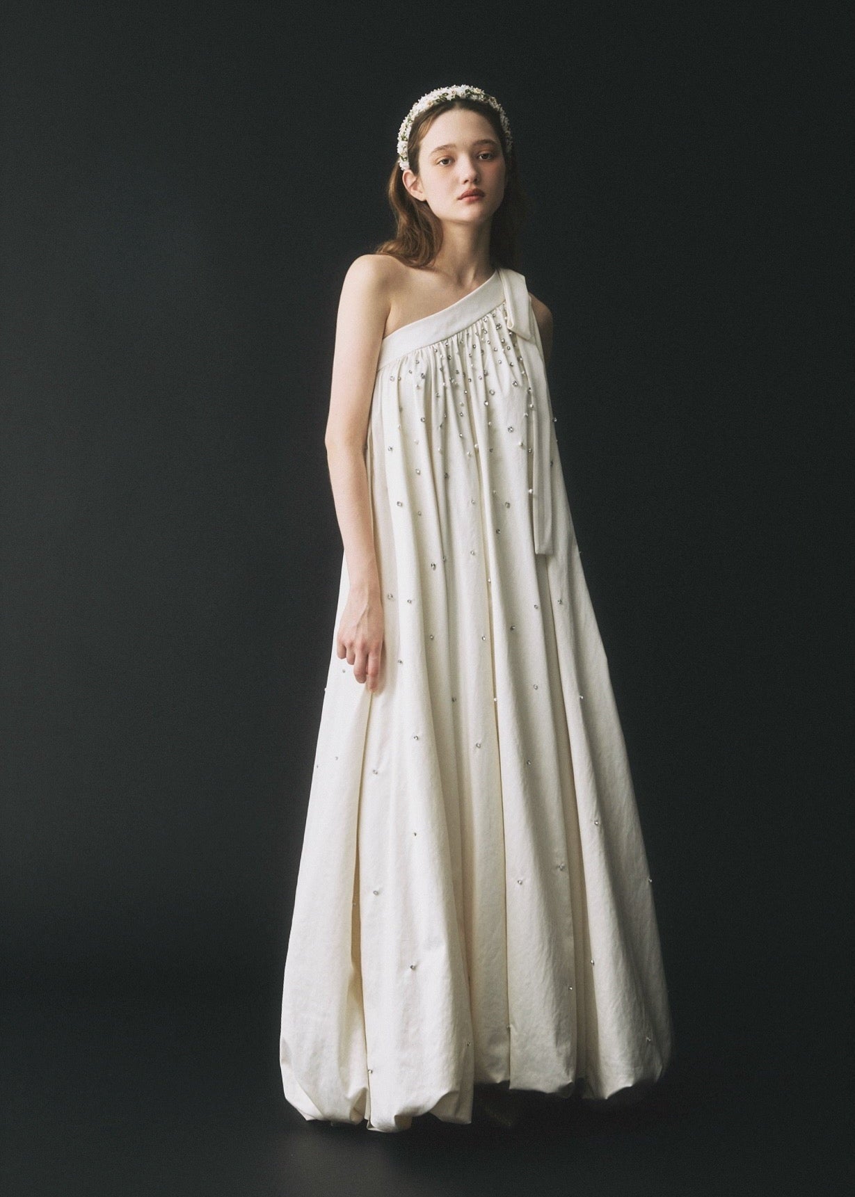 【Couture】 One-Shoulder Bijou Dress