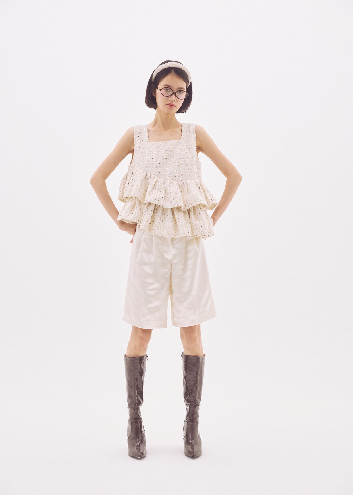 Fancy Tweed Frill Top