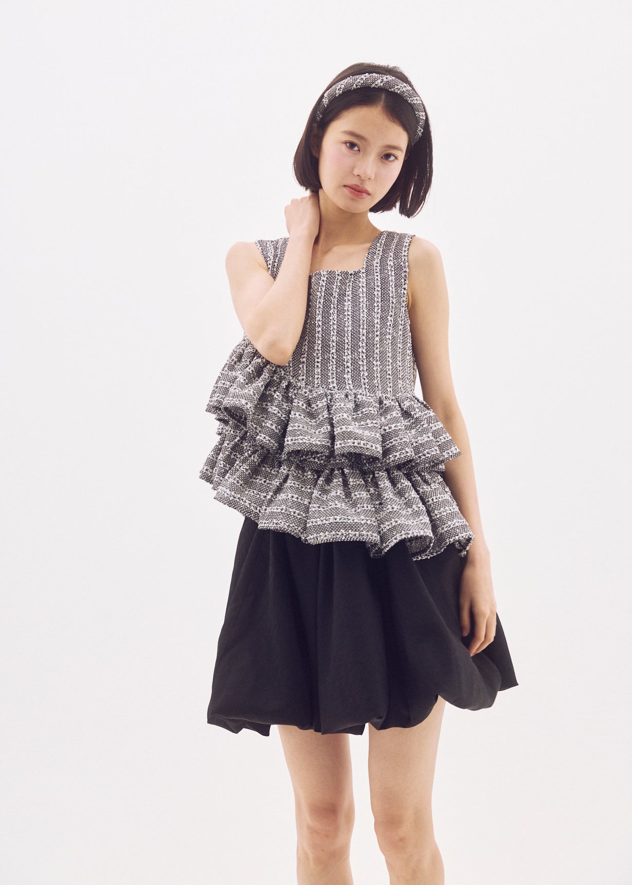 Fancy Tweed Frill Top