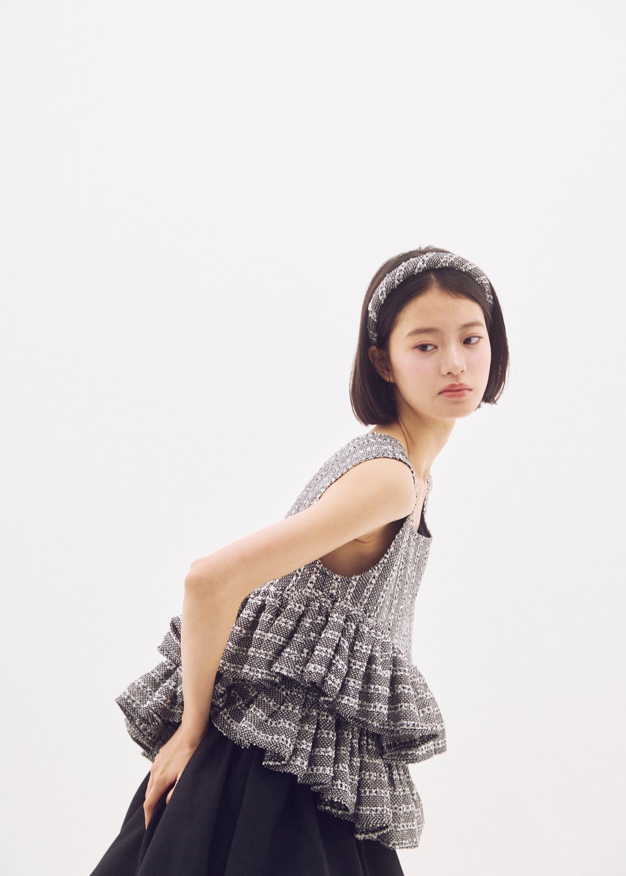 Fancy Tweed Frill Top