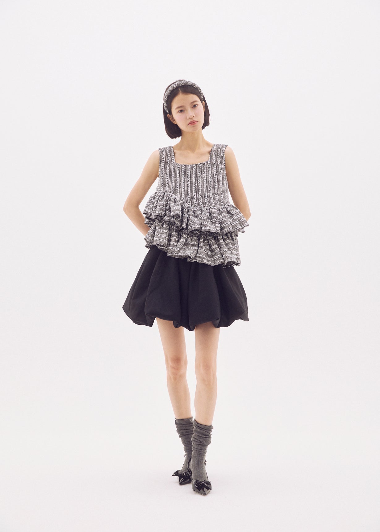 Fancy Tweed Frill Top