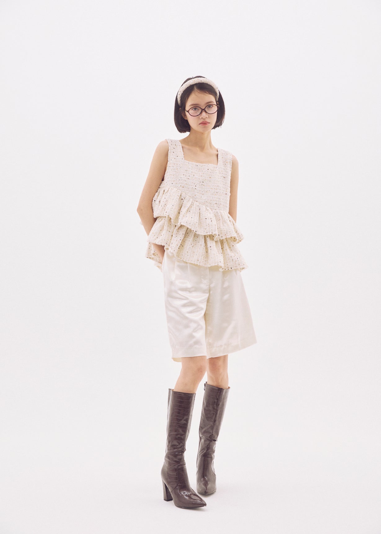 Fancy Tweed Frill Top