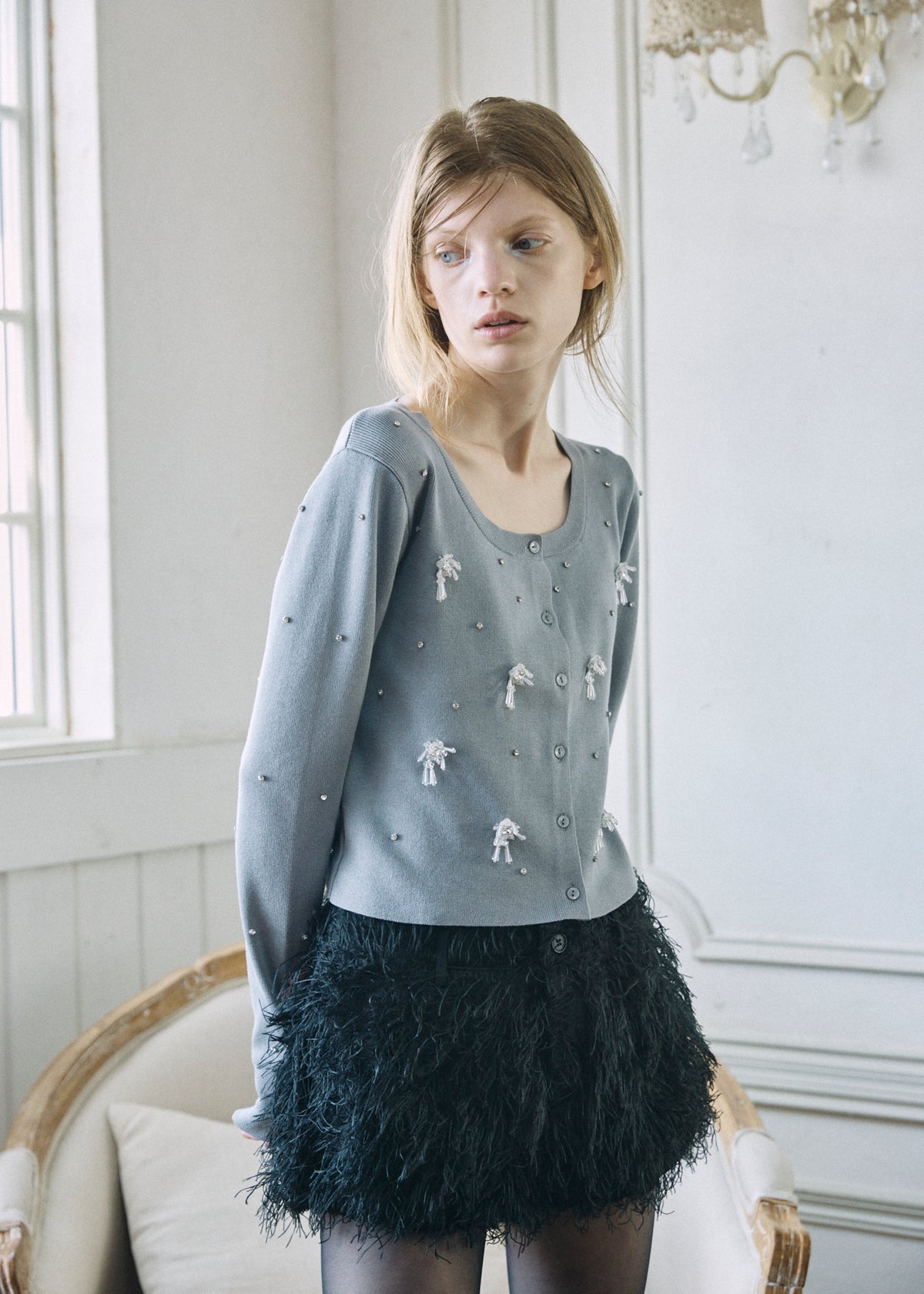 【予約商品】Beaded Bijou Knit Cardigan