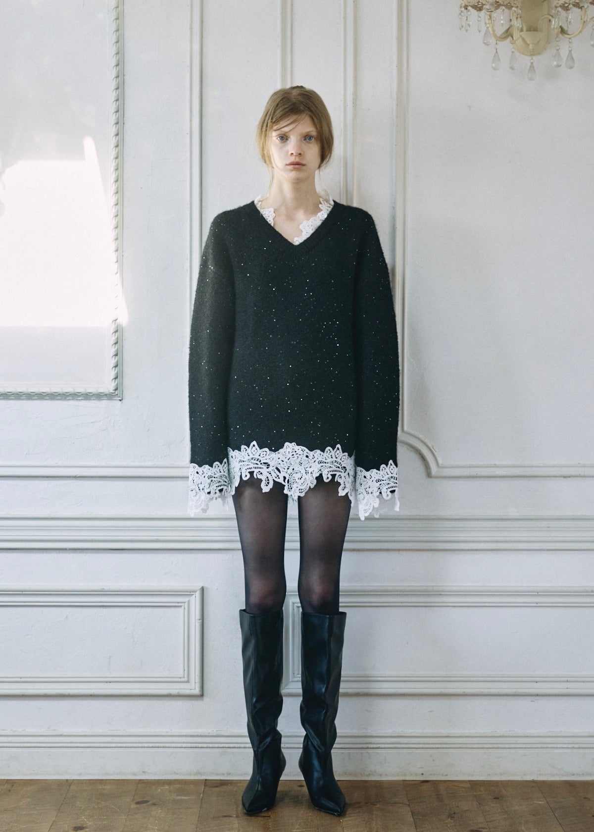【予約商品】Lace Sparkle Oversized Knit