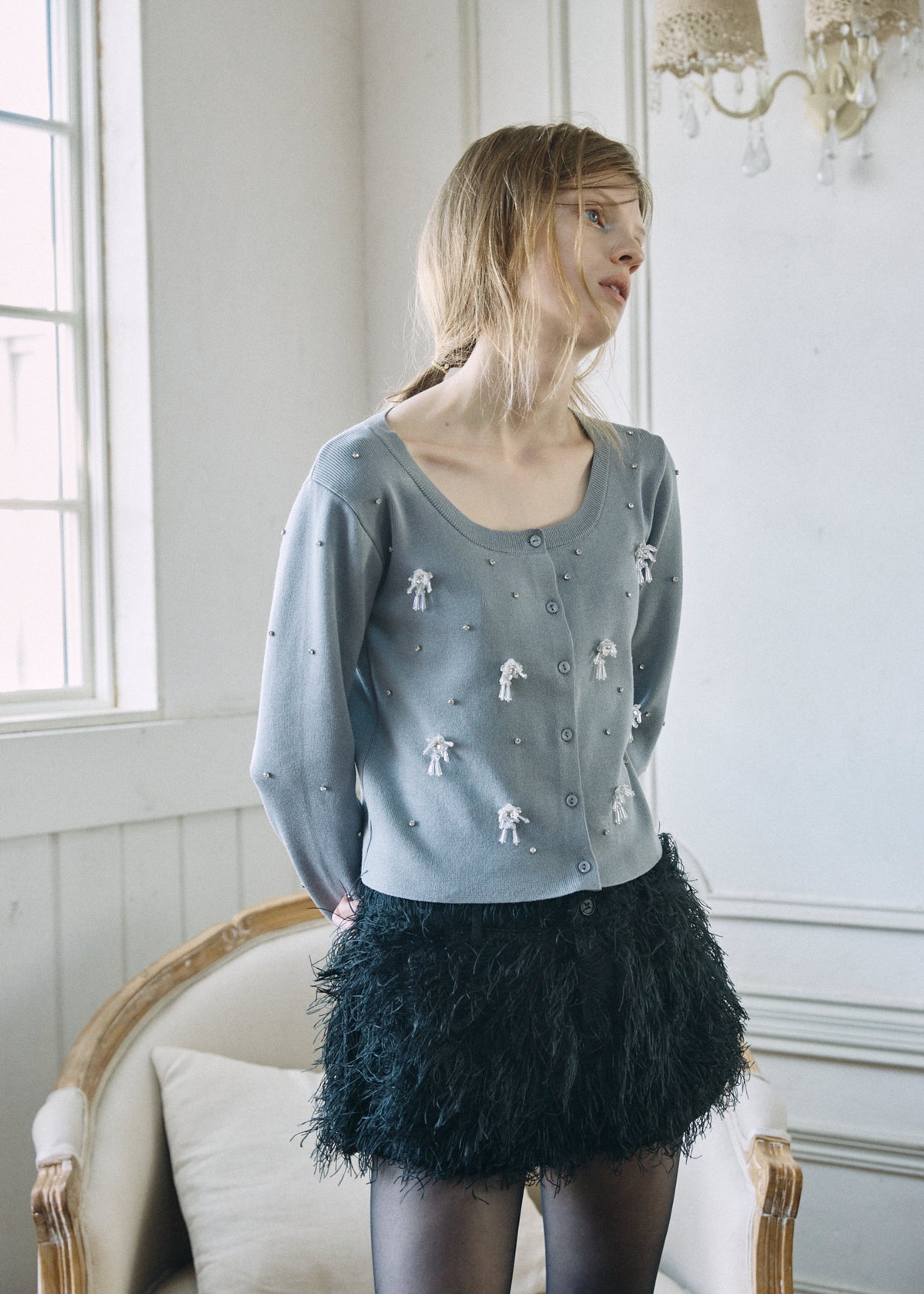 【予約商品】Beaded Bijou Knit Cardigan
