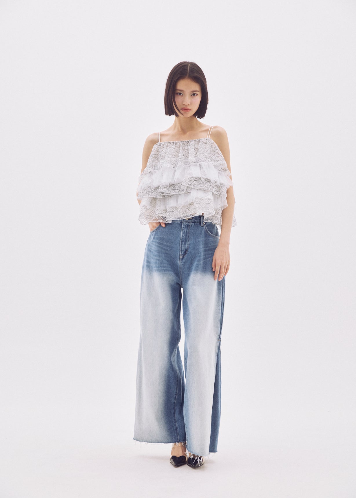 Side-Tuck Wide Denim