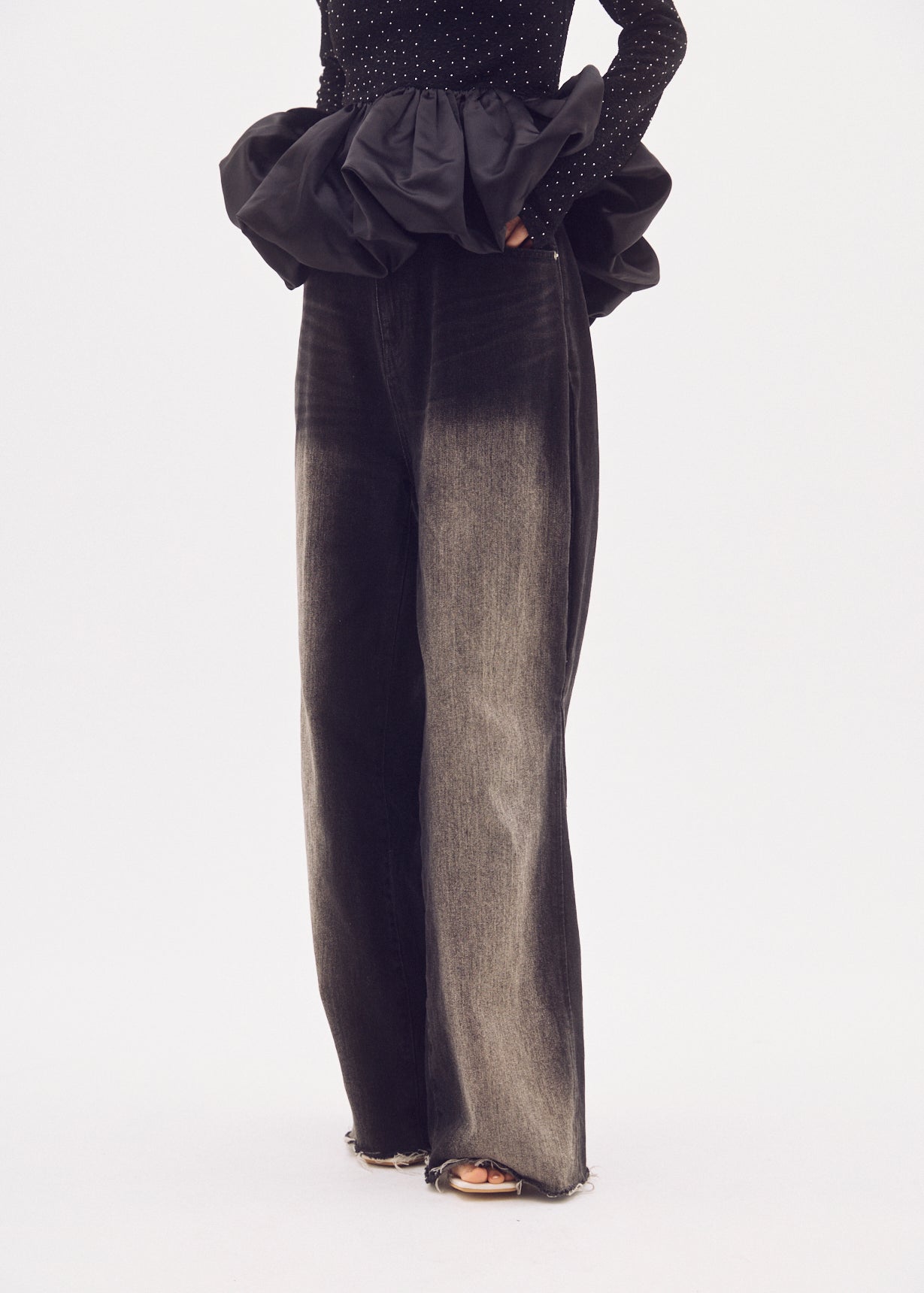 Side-Tuck Wide Denim