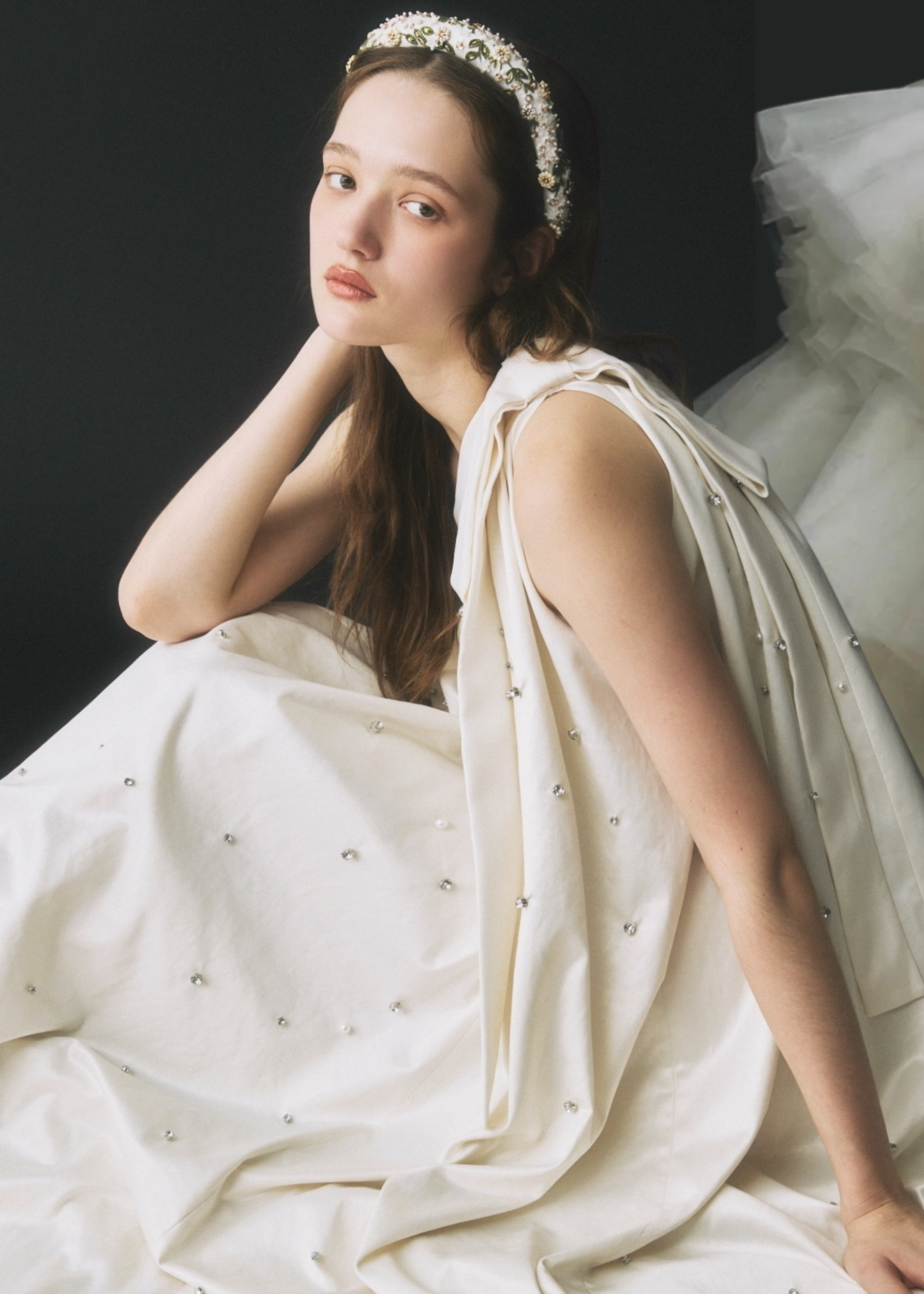 【Couture】 One-Shoulder Bijou Dress
