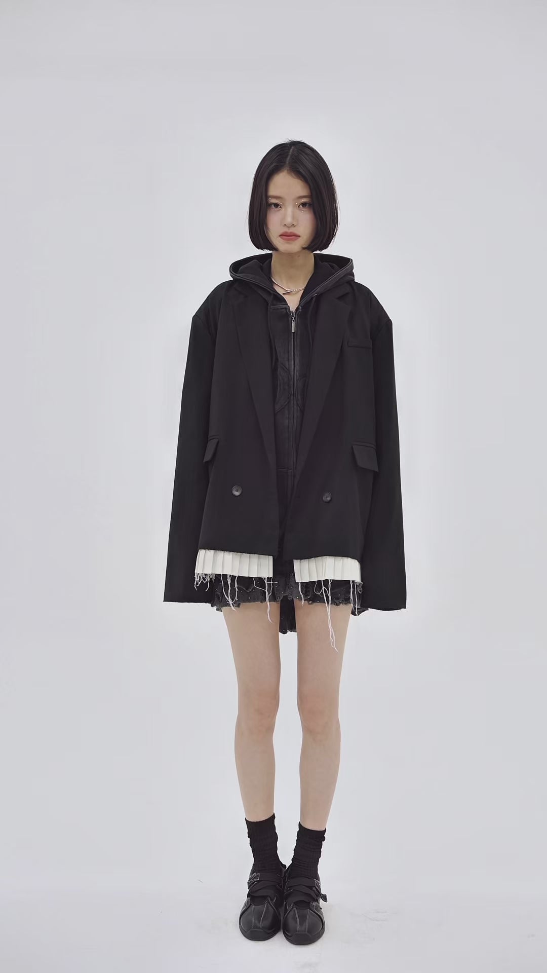ジャケット・アウター HAUSWOMEN Angora oversized jacket black ジャケット・アウター HAUSWOMEN Angora oversized jacket black